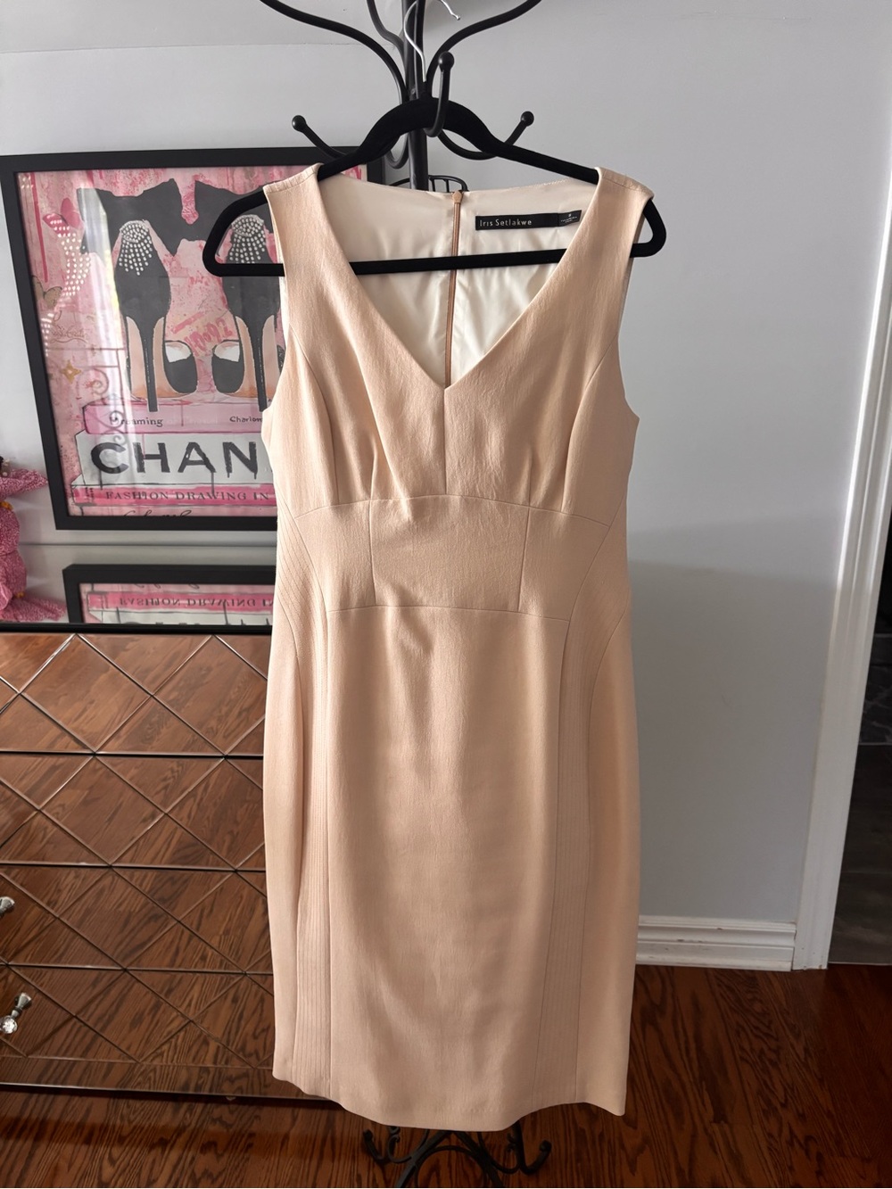 Iris Setlakwe Nude Beige V-Neck Midi Dress